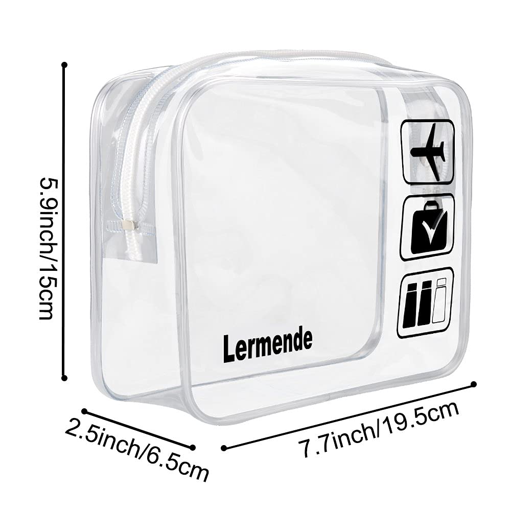 Lermende 2pcs Clear Toiletry Bag TSA Approved Travel Bag,Carry On for Travel,Airport Airline Accessories Compliant Bag,Quart Sized Makeup Cosmetic bag Women Men (Black, 2 Pack)