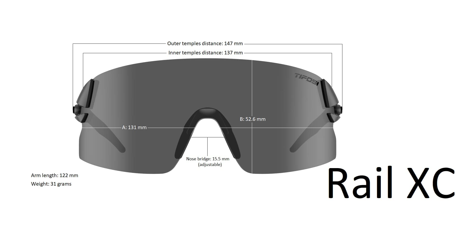 Tifosi Optics Rail XC Sport Sunglasses - Ideal For Cycling (Road & Gravel), Baseball, Softball and Running