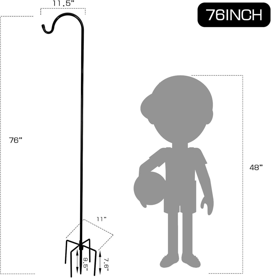 Outdoor Shepherd Hook Bird Feeder Pole with 5 Prongs