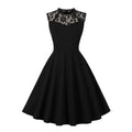 Women Mesh Floral Embroidery Vintage Cocktail Swing Dress Illusion 50s Goth Flared A line Casual Wedding Prom Evening Dress