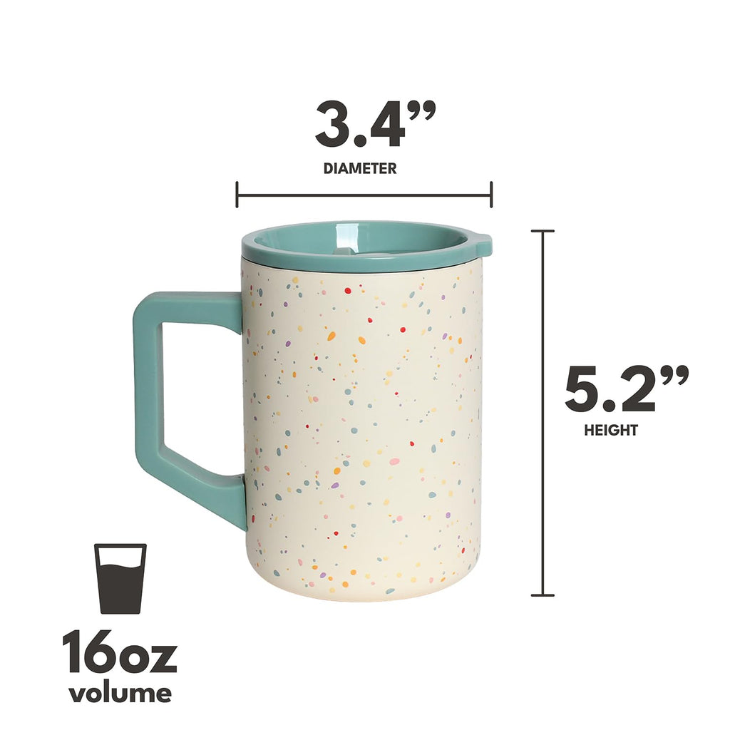Elemental Insulated Coffee Mug - Triple-Wall Stainless Steel Summit Travel Cup for Hot and Cold Drinks - Thermal Coffee Mug with Lid and Handle for Camping, Office & Travel 12oz - Black