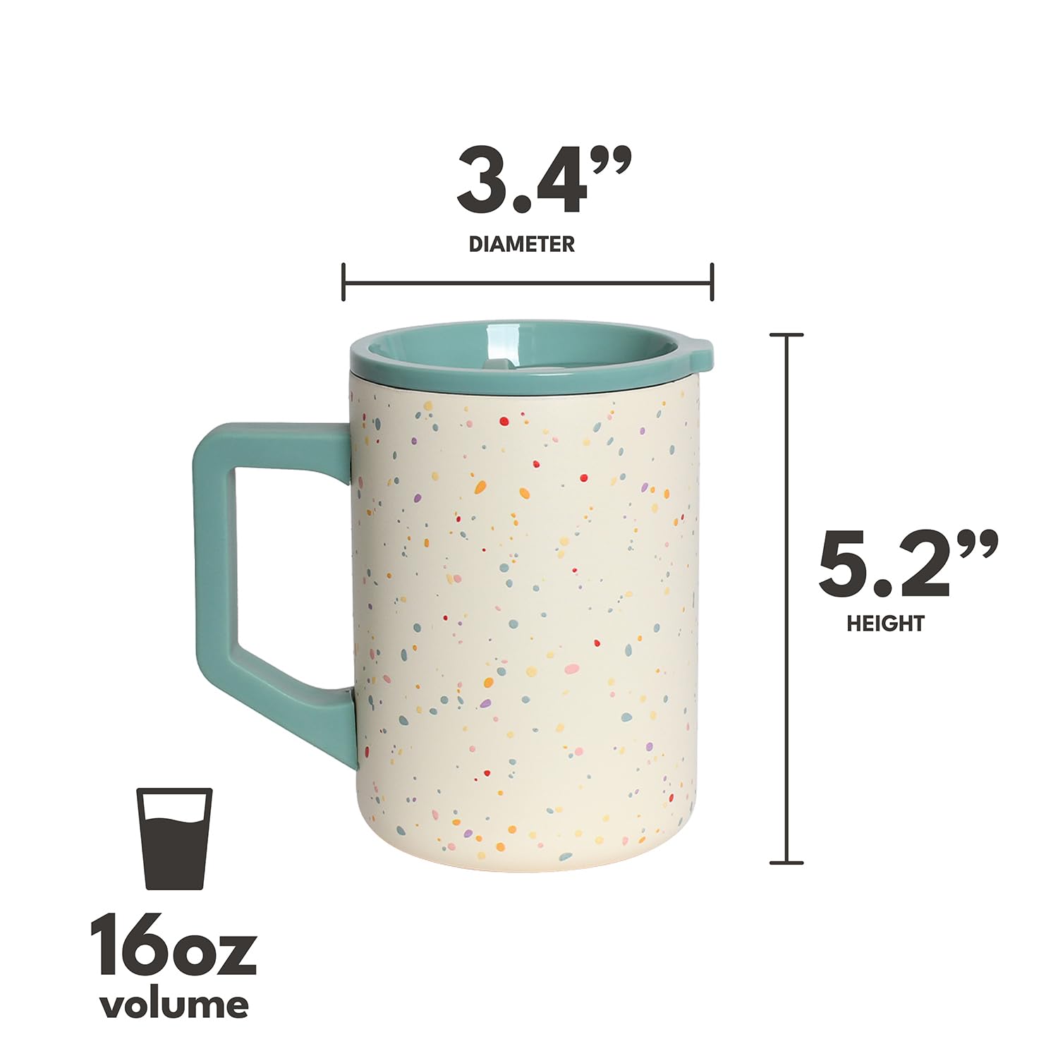 Elemental Insulated Coffee Mug - Triple-Wall Stainless Steel Summit Travel Cup for Hot and Cold Drinks - Thermal Coffee Mug with Lid and Handle for Camping, Office & Travel 12oz - Black