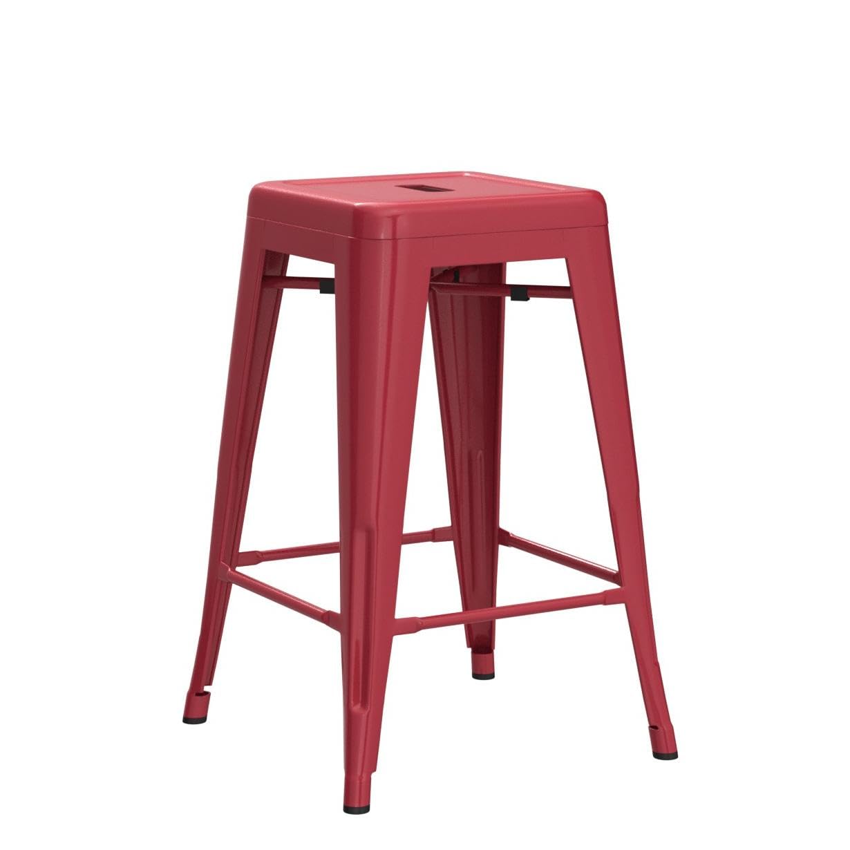 FDW Metal Bar Stools Set of 4 Counter Height Bar Stools 24 Inches Industrial Bar Chairs Patio Stool Stackable Backless Stool Indoor Outdoor Metal Kitchen Stools Bar Chairs (Black, 24")