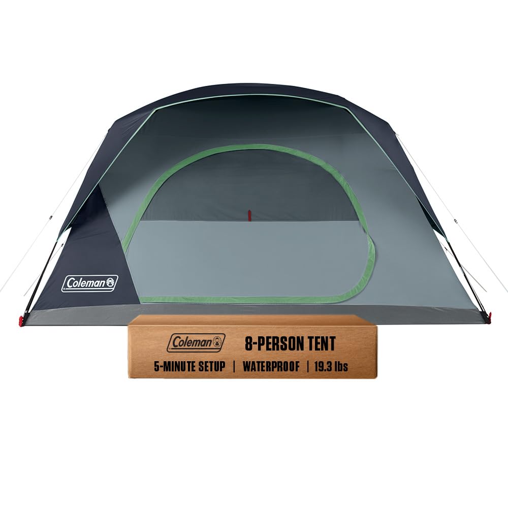 Coleman Skydome Camping Tent with 5 Minute Setup, 2/4/6/8 Person Weatherproof Tent with Rainfly & Carry Bag, 20% More Headroom Than Traditional Canopies