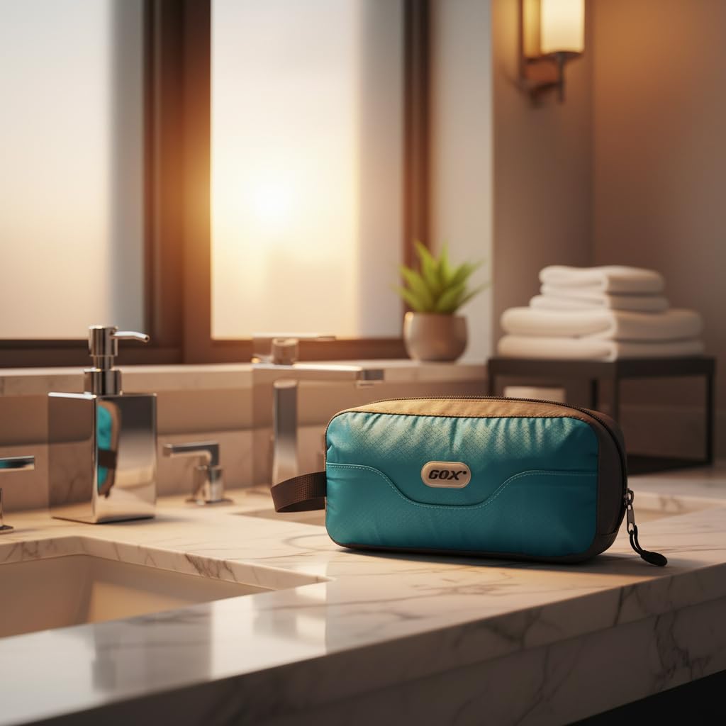 GOX Travel Small Toiletry Bag for Men Nylon Dopp Kit Medicine Bag Travel Organizer Pouch Shave Kits for Teens Toiletry Essentials Bathroom Compact (Black, 7.9 * 3.7 * 2 Inches)