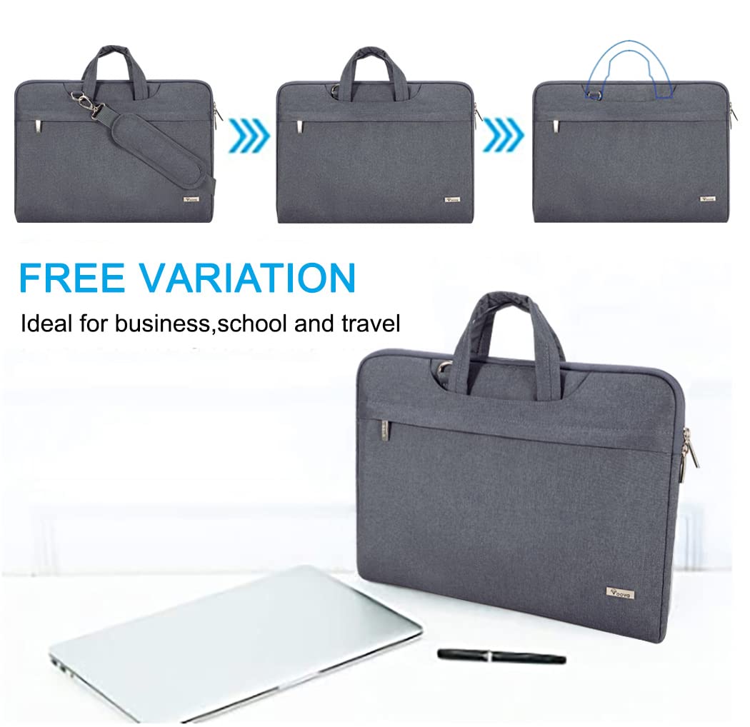 Voova Laptop Bag 13 14 Inch, Waterproof Computer Sleeve Carrying Case with Shoulder Straps & Handle Compatible with Macbook Air 13 M2/M3/M4, MacBook Pro 13/14, HP Dell Lenovo Chromebook 14, Black