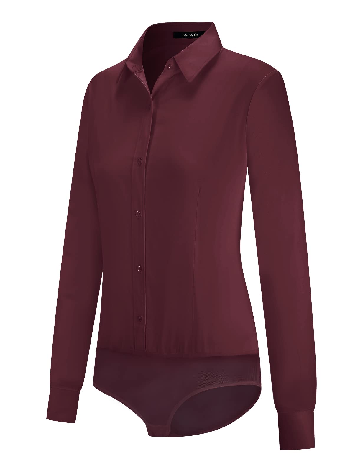 Tapata Womens Bodysuit Blouse Button Down One-Piece Long Sleeve Solid Office Work Shirt Casual Tops