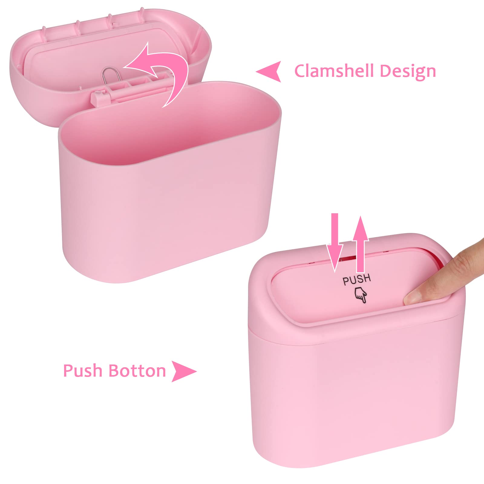 Accmor Car Trash Can with Lid, Mini Auto Dustbin Garbage Organizer with 30 Pcs Plastic Trash Bag, Automotive Garbage Container Bin for Vehicle, Home, Office