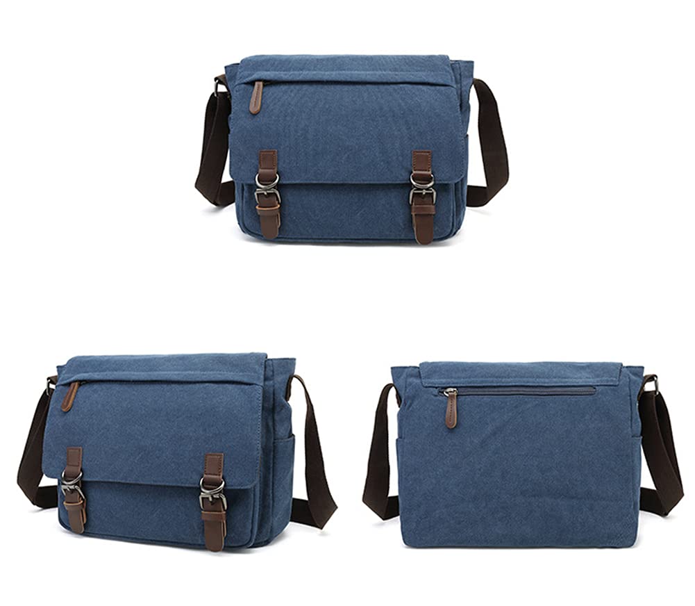 Sechunk Canvas Vintage Messenger Bag Shoulder bag Leather Large Travel Crossbody bags for men women 15inch Laptop