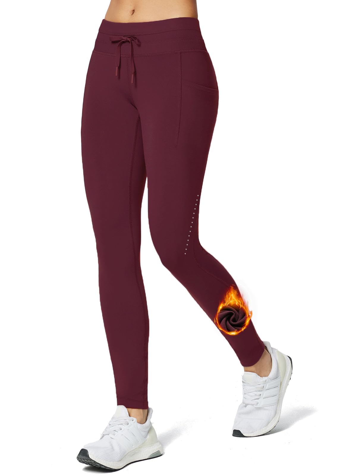 baleaf Women's Fleece Lined Leggings Water Resistant High Waisted Thermal Warm Winter Tights Ski Hiking Pants with Pockets