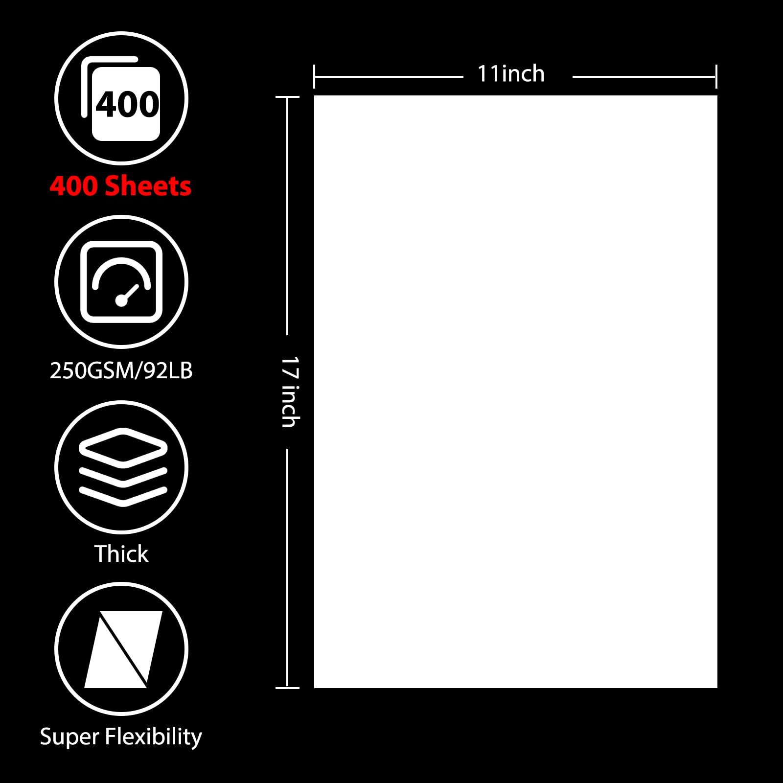 OcePor 100 Sheets Black Cardstock 8.5” x 11”, 92lb/250gsm Black Card Stock, Thick Card Stock Paper, Heavy Cardstock Paper for Printer, Resume, Scrapbooks, Art, Crafts, Business Cards
