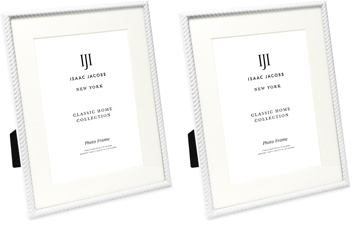 Isaac Jacobs 6x8 (Matted 4x6) Black Metal Rope Border Picture Frame, Horizontal & Vertical for Tabletop and Wall Display, Home Decor, Metal Frame (6x8 (Matted 4x6), Black)