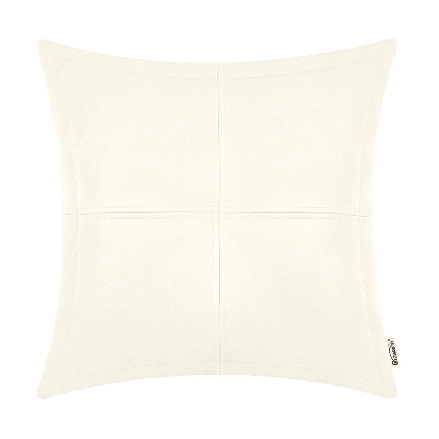 BRAWARM Faux Leather Throw Pillow Covers 16 X 16 Inches, Black Leather Pillow Cover, Hand Stitched Leather Decorative Pillow Cover for Couch Sofa Bed Living Room Home Garden