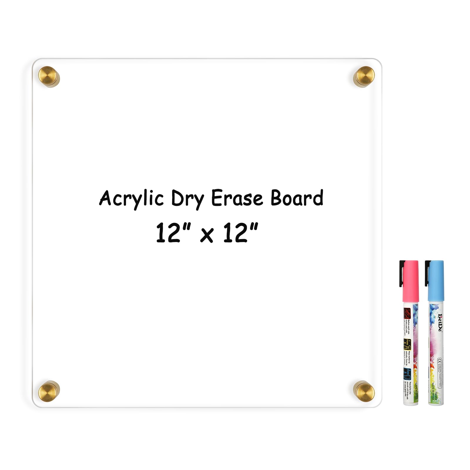 Acrylic Calendar for Wall Whiteboard, 12" x 12" Weekly Clear Dry Erase Board, Small Planning Board White Board for Wall, Home, Office, School