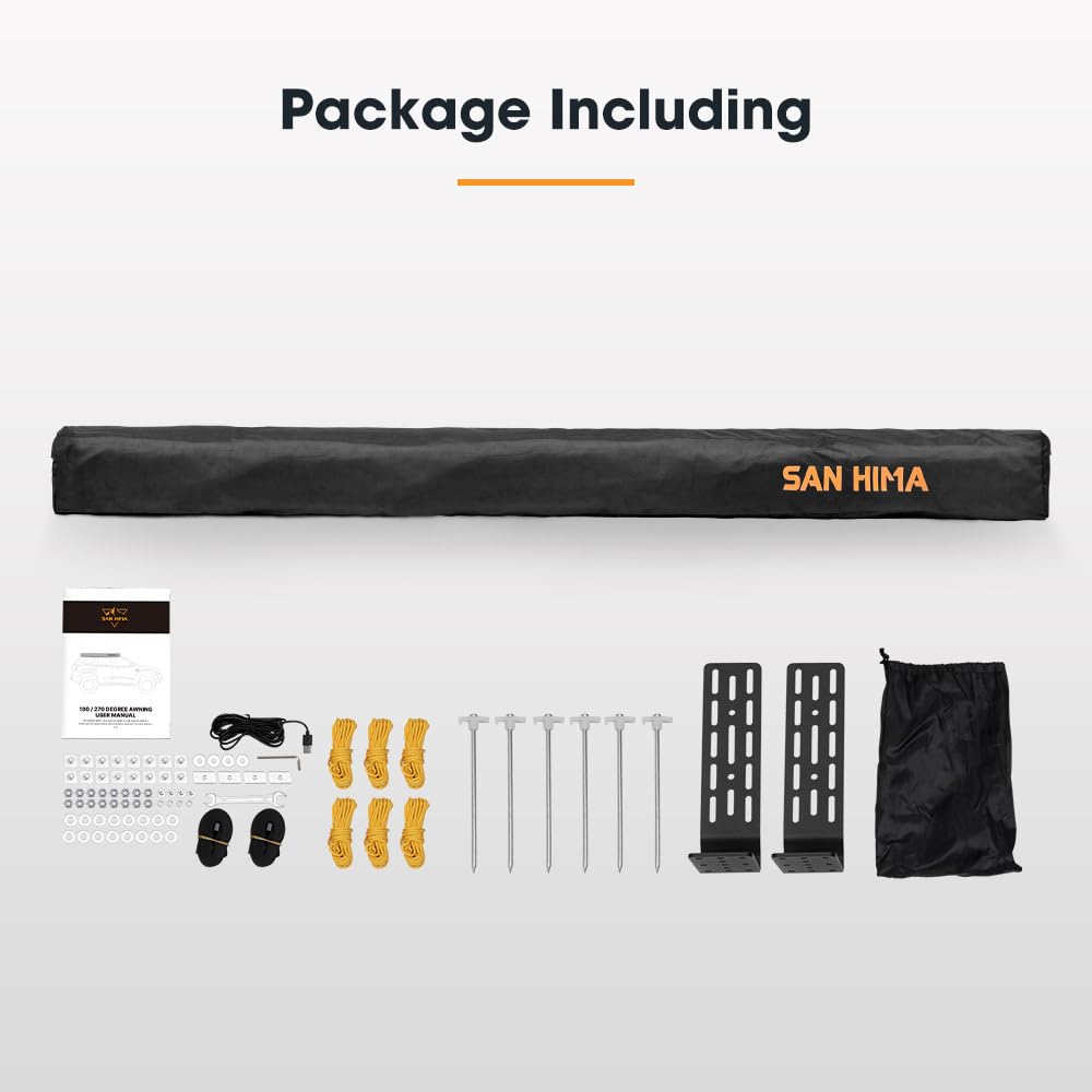 SanHima Vehicle Awning 4.6ft x 6.6ft - Roof Rack Pull Out Side Awning 30ft² Sun Shade UPF50+ Weatherproof for Camping Car SUV Truck Van
