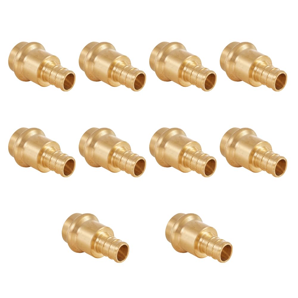 (Pack of 2) EFIELD 1" Copper Press X 1" PEX Crimp Coupling Brass Adapters For Copper and Pex Pipe Connection,(PEX1807388-2PCS)