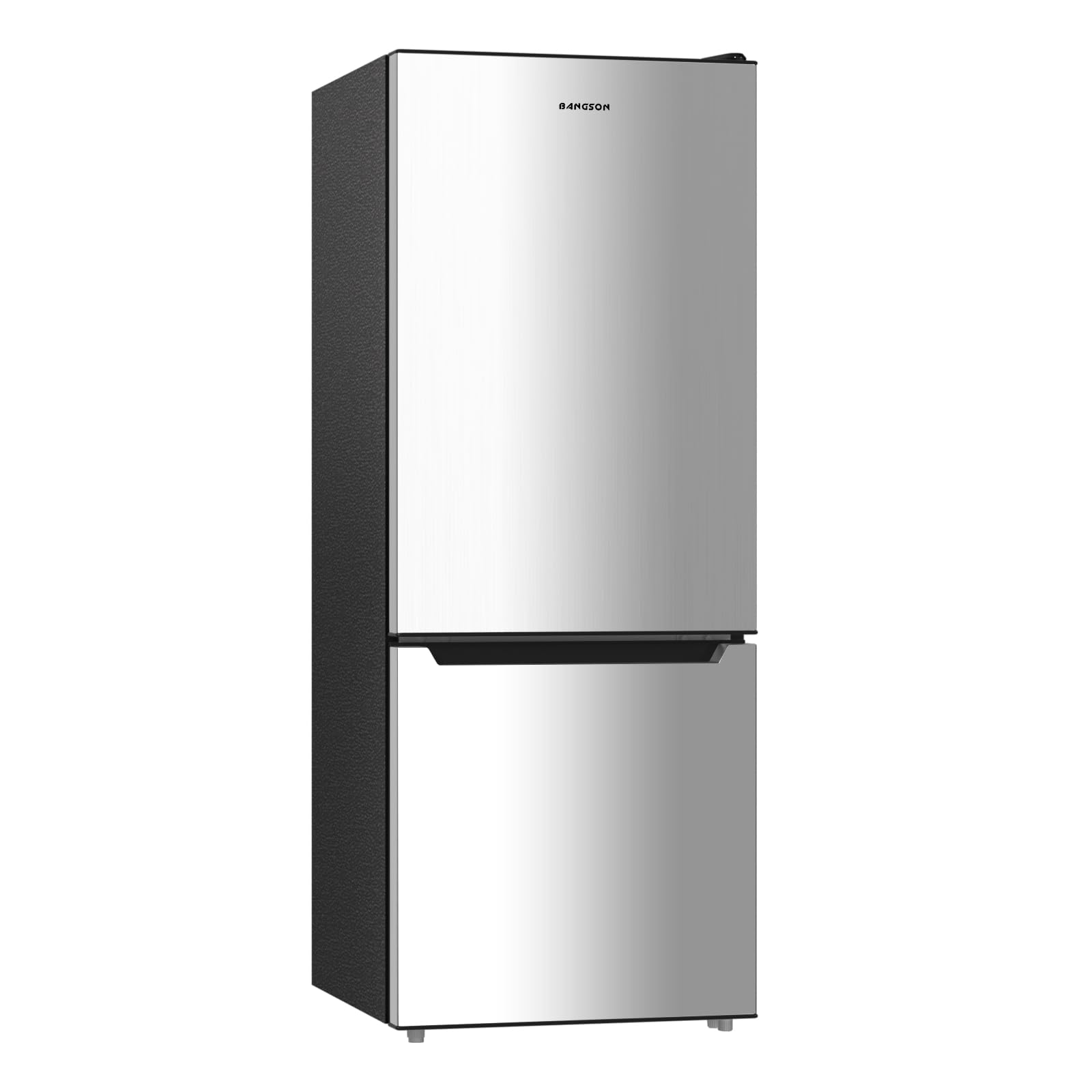 BANGSON 4.0 Cu.Ft Small Refrigerator with Freezer, Small Fridge with Bottom Freezer, for Apartment, Bedroom, Dorm, and Office, Double Door, Stainless Steel, Silver