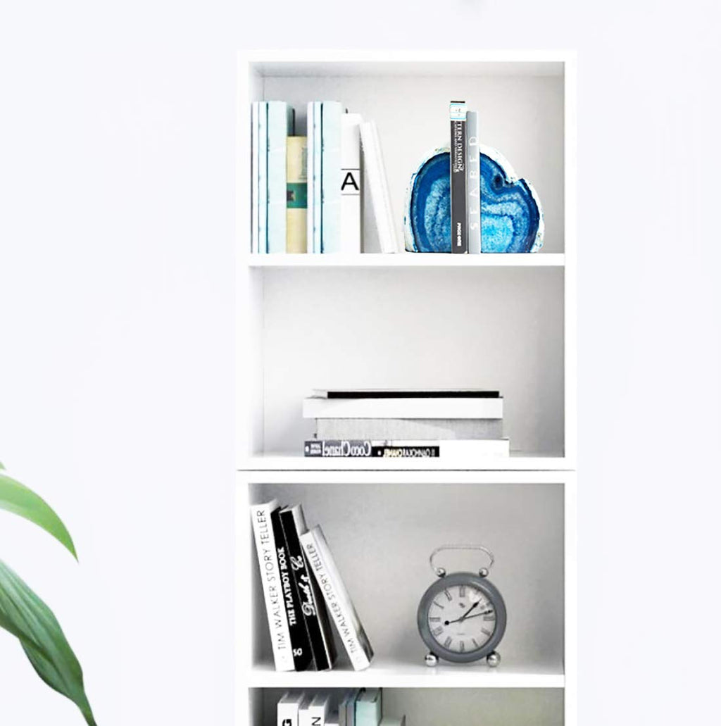 JIC Gem Black Agate Geode Bookends 2-3 Lbs Anti-Slip Rubber Pads Heavy Duty | 1Pair Natural Black Agate Crystal Decor for Shelves & Desk, Unique Small Stone Book Holder Gift for Office & Home Decoration