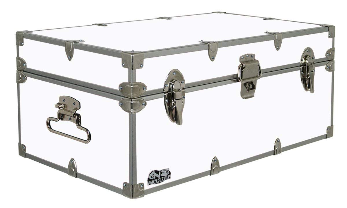 C&N Footlockers - Full-Size Happy Camper Trunk - #1 Summer Camp Trunk - Made in the USA - Steel Footlocker with Lid Stay - 32 x 18 x 13.5 Inches (Dark Green)