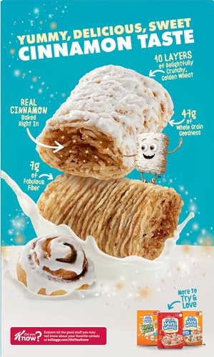 Kellogg's Frosted Mini-Wheats Cold Breakfast Cereal, High-Fiber, Whole Grain, Family Size, Original, 24oz Box (1 Box)