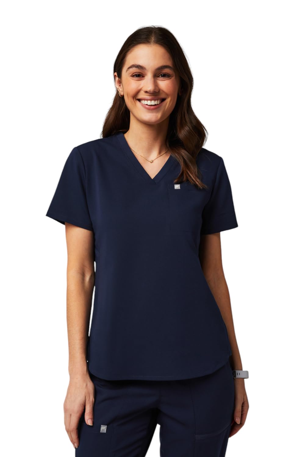 Fabletics Women's Vital 1-Pocket Scrub Top - MotionTech, Wrinkle-Resist, Chest Pocket, Anti-Shrink, Semi-Slim Fit