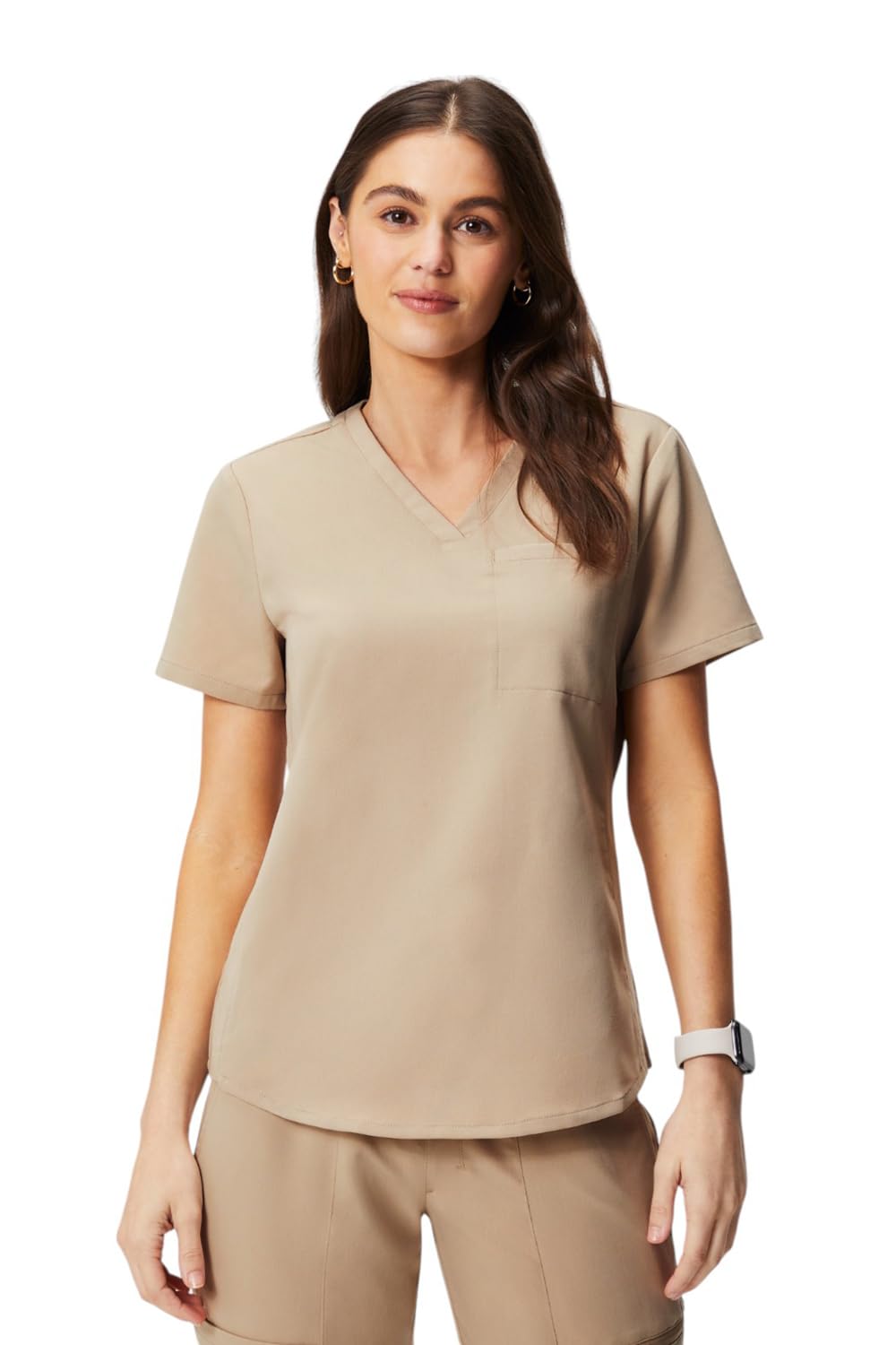Fabletics Women's Vital 1-Pocket Scrub Top - MotionTech, Wrinkle-Resist, Chest Pocket, Anti-Shrink, Semi-Slim Fit