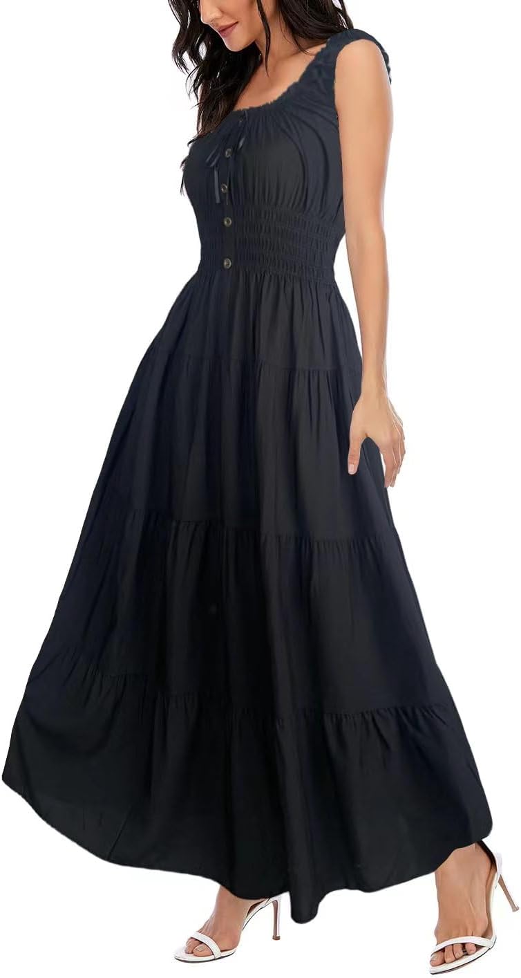 OSTOO Women's 2026 Summer Boho Floral Print Tiered Casual Flowy Long Maxi Dress