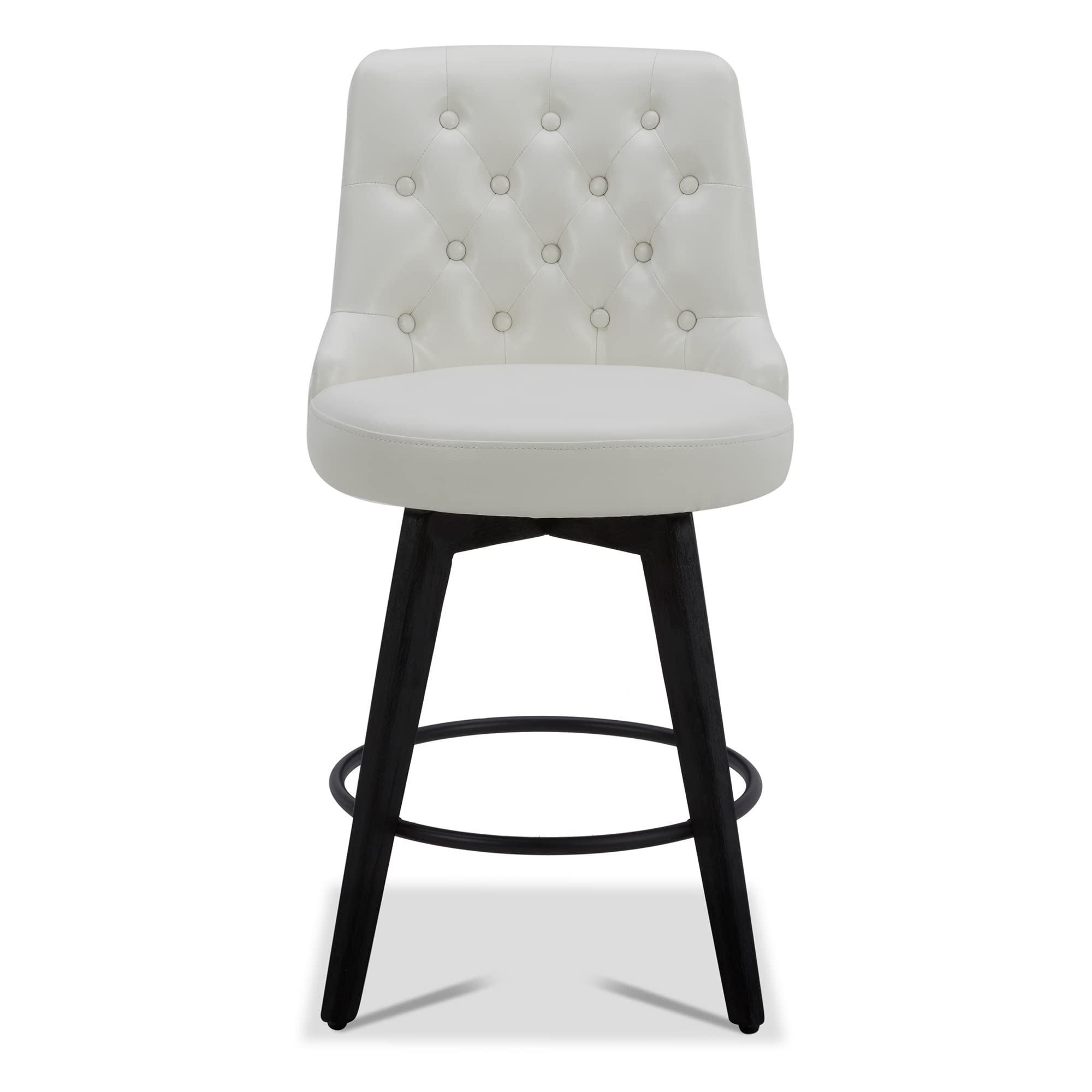 Watson & Whitely Counter Height Bar Stools, Performance Fabric Upholstered Modern Swivel Barstool with Back, Solid Wood Legs, 26" H Seat, Flint Grey