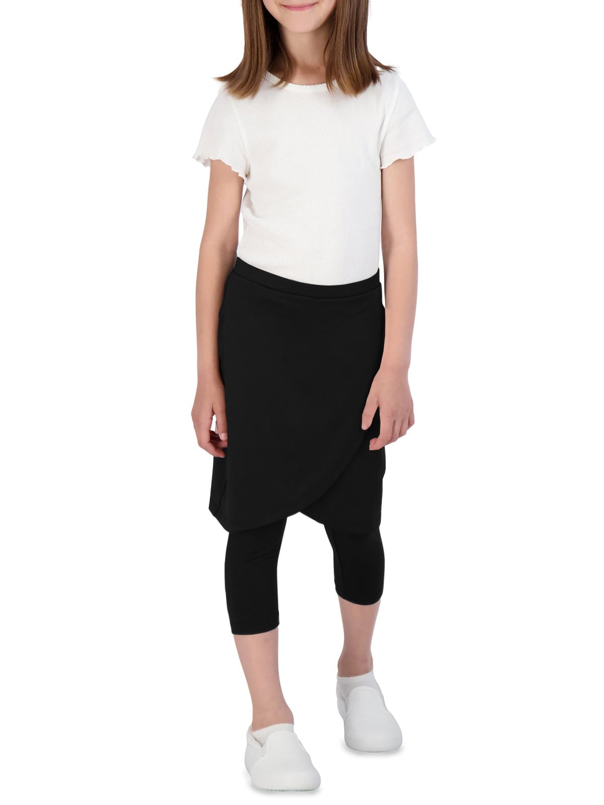 CharmWM Girls High Elastic Waist Capri Pants Kids Cute Active Golf Tennis Skorts Leggings Skirts Trousers