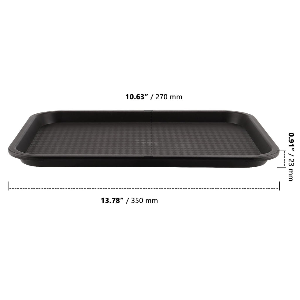 ZOENHOU 6 Pack 14 x 10 Inch Fast Food Tray, Rectangular Cafeteria Serving Trays, Plastic Trays for Food, Black
