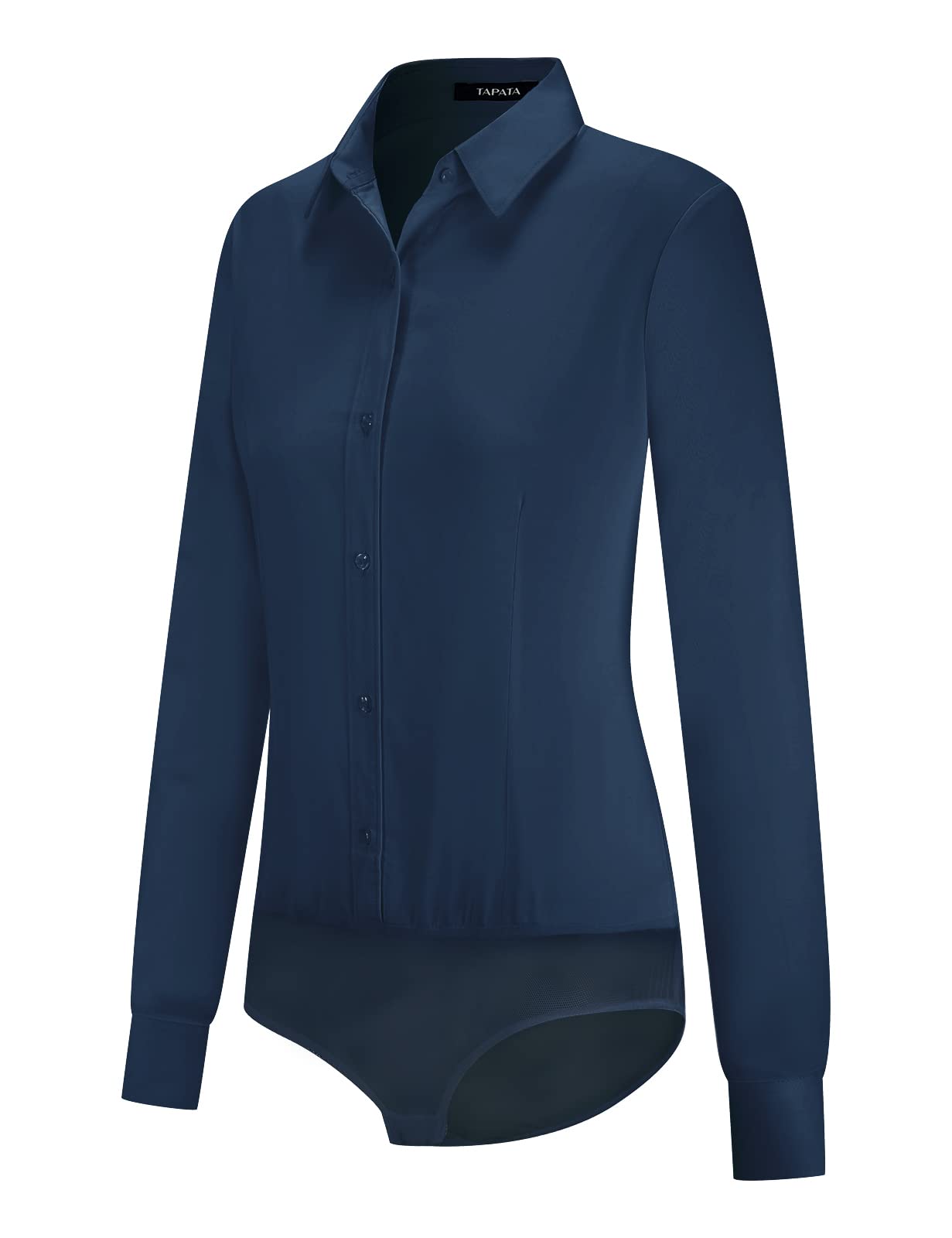 Tapata Womens Bodysuit Blouse Button Down One-Piece Long Sleeve Solid Office Work Shirt Casual Tops