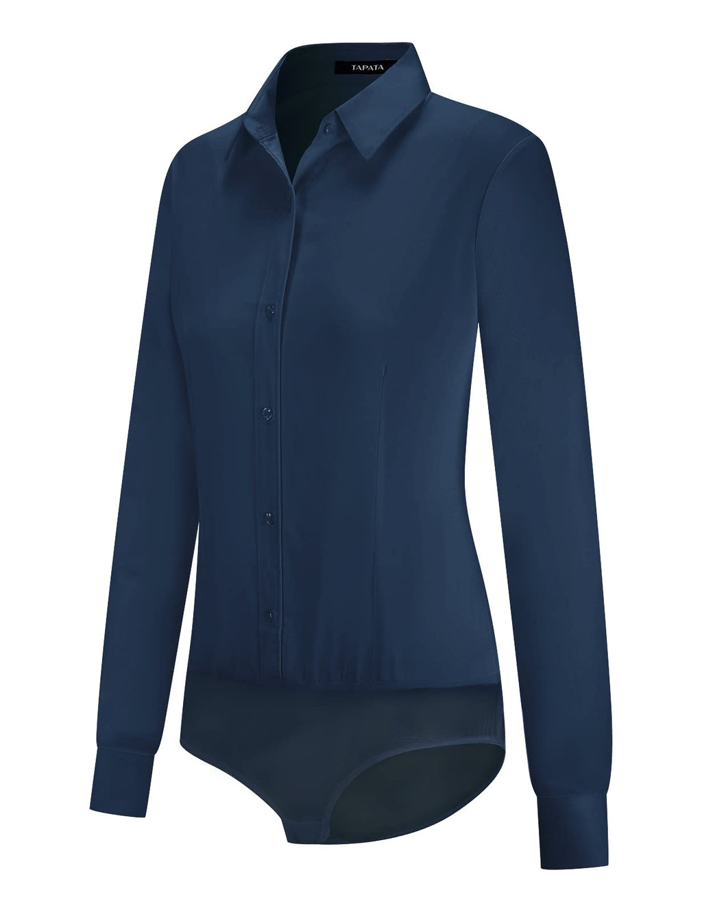 Tapata Womens Bodysuit Blouse Button Down One-Piece Long Sleeve Solid Office Work Shirt Casual Tops