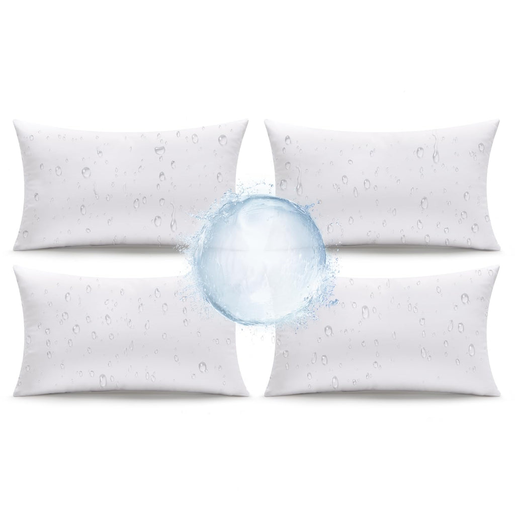 MIULEE 12x20 Outdoor Pillows,Set of 4 Throw Pillows Waterproof,Soft Support Throw Inserts Decorative Water Resistant for Patio Furniture and Garden