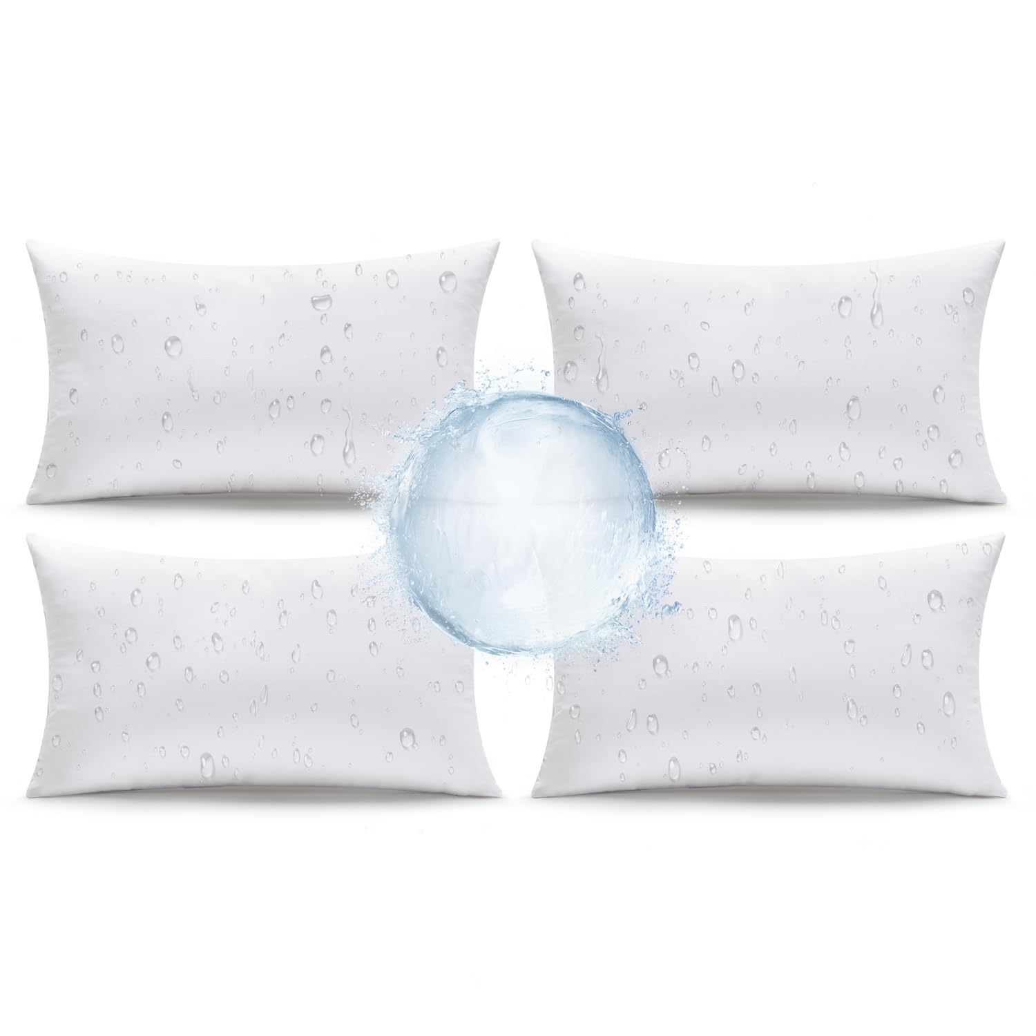 MIULEE 12x20 Outdoor Pillows,Set of 4 Throw Pillows Waterproof,Soft Support Throw Inserts Decorative Water Resistant for Patio Furniture and Garden