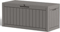 EAST OAK Outdoor Storage Box, 150 Gallon Deck Box, Large Resin Storage Bin for Patio Cushions, Gardening Tools, Lockable, Waterproof and UV Resistant, Grey