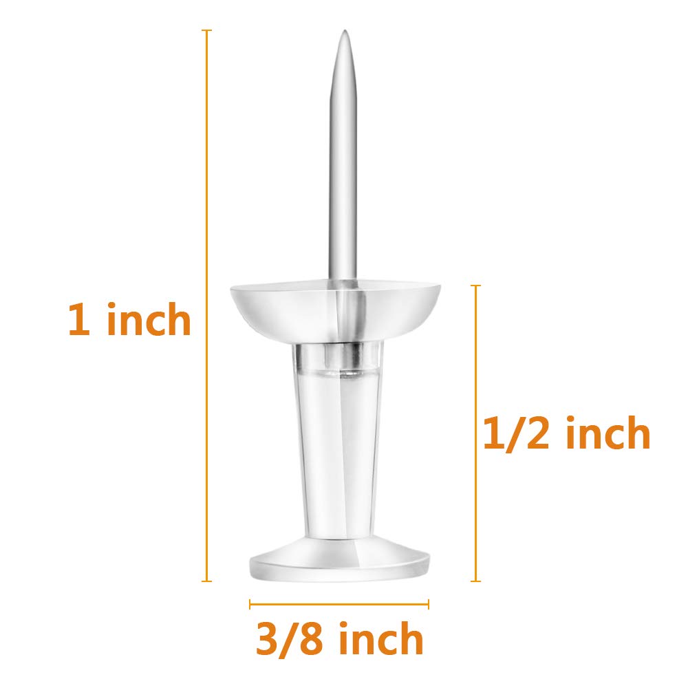 Push Pins 600 Count, Standard Clear Thumb Tacks Steel Point and Clear Plastic Head