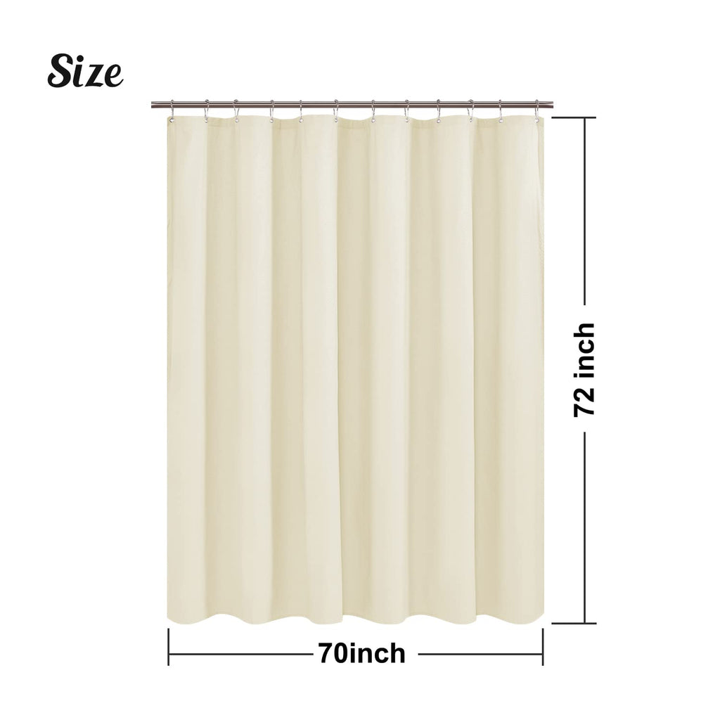 Mrs Awesome Embossed Microfiber Shower Curtain Liner 70 x 72 inches, Soft Fabric Shower Curtain Washable and Water Repellent,70x72, Cream