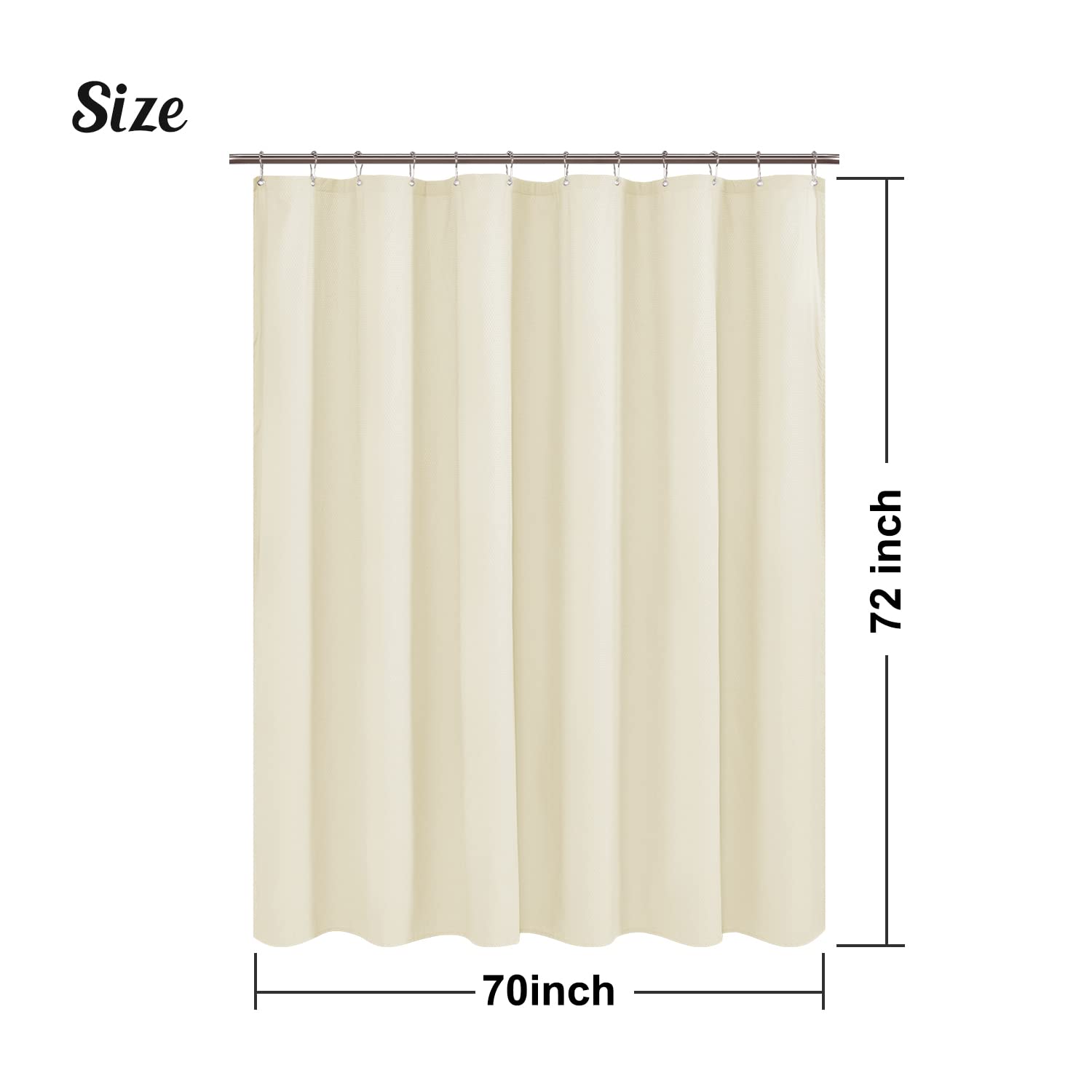 Mrs Awesome Embossed Microfiber Shower Curtain Liner 70 x 72 inches, Soft Fabric Shower Curtain Washable and Water Repellent,70x72, Cream