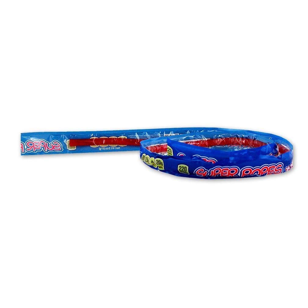 Super Ropes 34" Individually Wrapped Rope, 2oz (15 Pack), Red Licorice Candy Rope