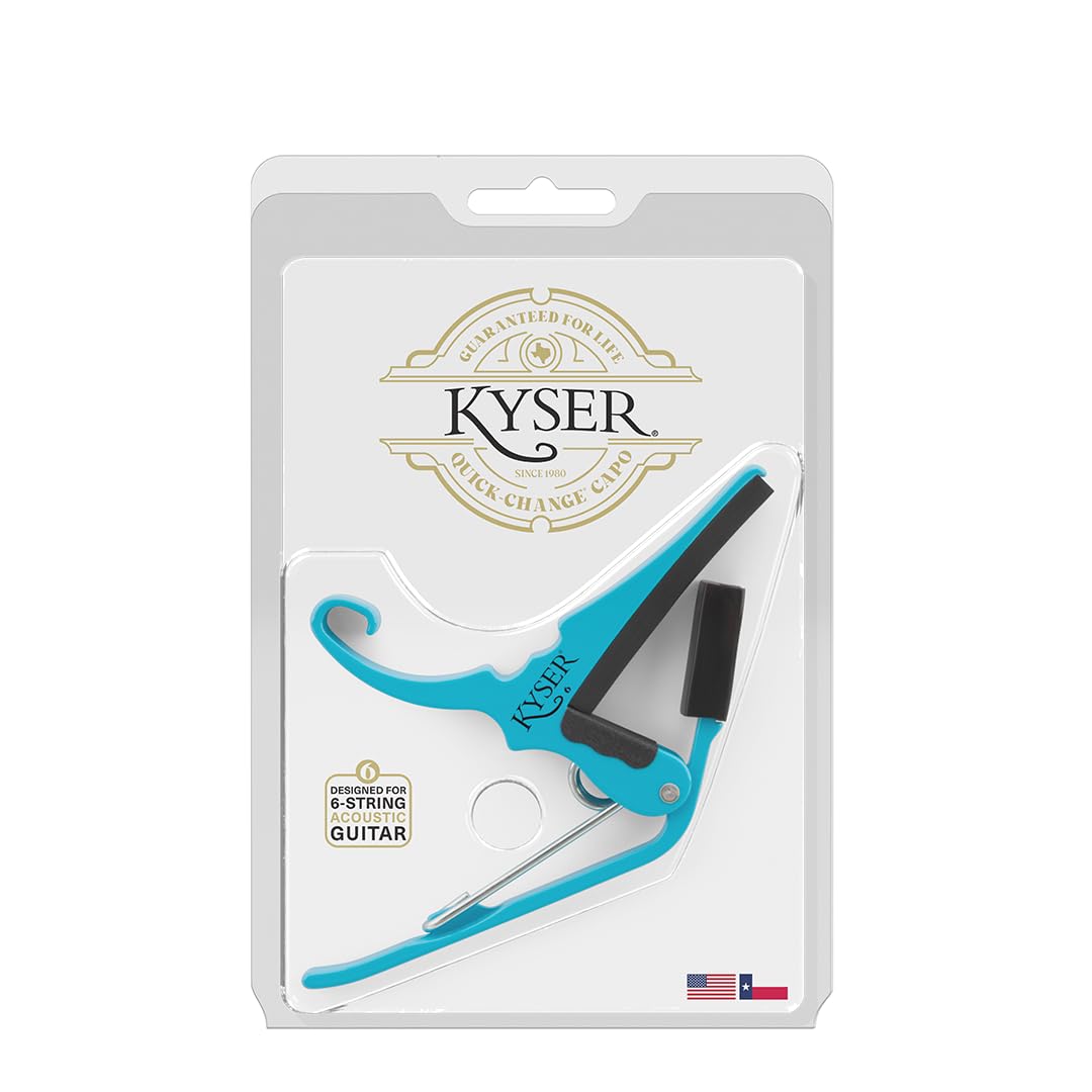 Kyser Musical Products Quick-Change Guitar Capo, KG6ABA, Abalone - For 6-String Acoustic Guitars, Made in USA, Quality, Strong, Lightweight, Quick & Easy Key Changes, Innovative, Perfect Fit