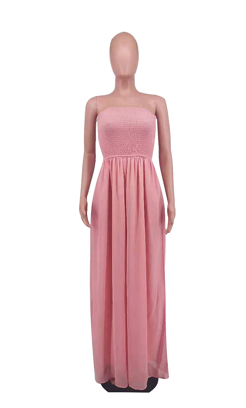 Ophestin Women's Strapless Tube Wide Leg Jumpsuits Smocked Women Jumpsuits Dressy Casual Flowy One Piece Jumpsuits Rompers