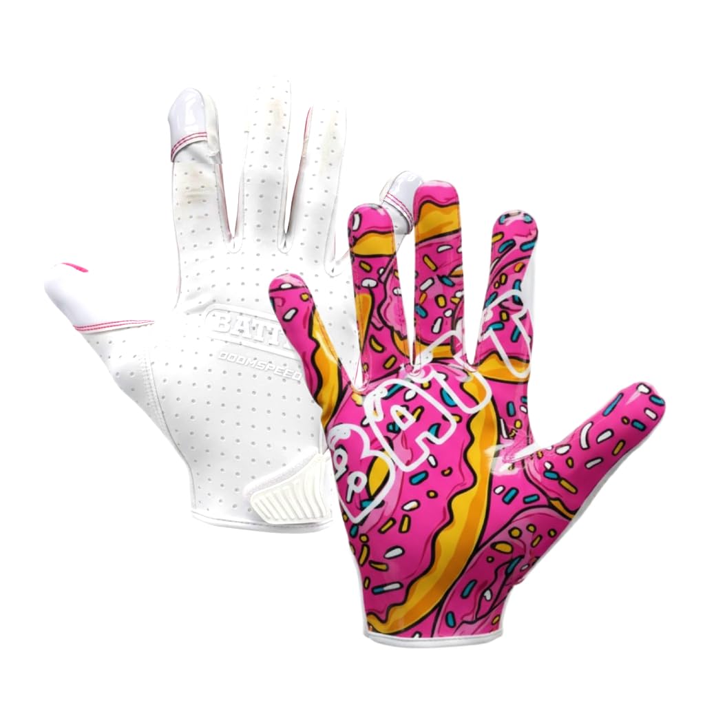 Battle Doom Speed Football Receiver Gloves – Ultra Stick Grip, Compression Fit (Runs Tight – Size Up If Between Sizes), Youth & Adult Football Gloves