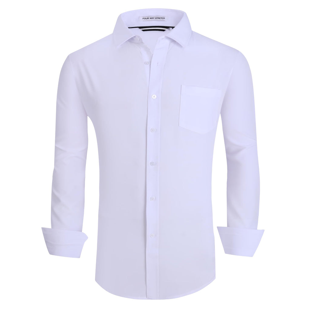 Alex Vando Mens Dress Shirt Wrinkle Free Regular Fit 4-Way Stretch Button Down Shirts
