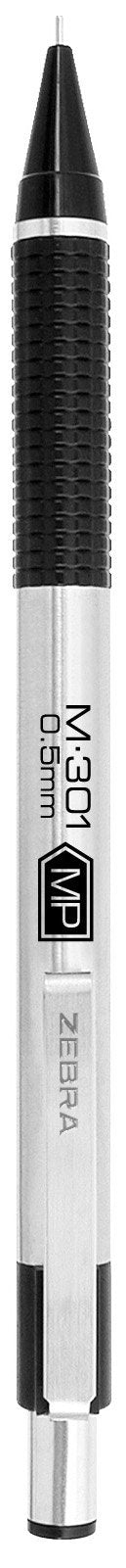 Zebra Pen, STEEL M-301 Mechanical Pencils, 0.5mm Fine Point, Refillable Lead, Stainless Steel Barrel, Built-in Eraser, Durable Clip, Lightweight Precision Pencil for School, Office, 2-Pack (54012)