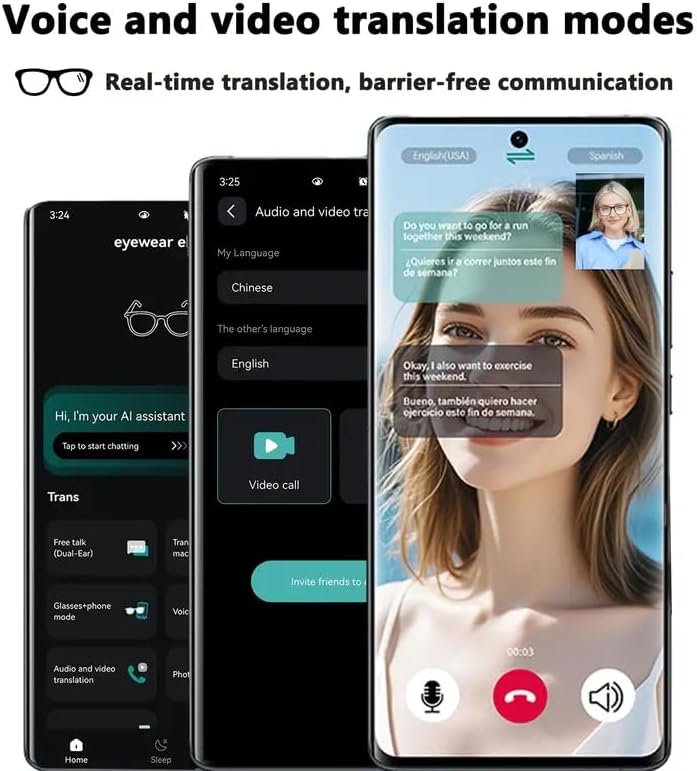 AI Smart Glasses,AI Chat Deepseek R1 and Gemini-2.5 with 164 Translations Supported,Bluetooth Glasses for Men Women,Music Playback & Hands-Free Calling,Physical Color Changing Lens,IP67 Waterproof