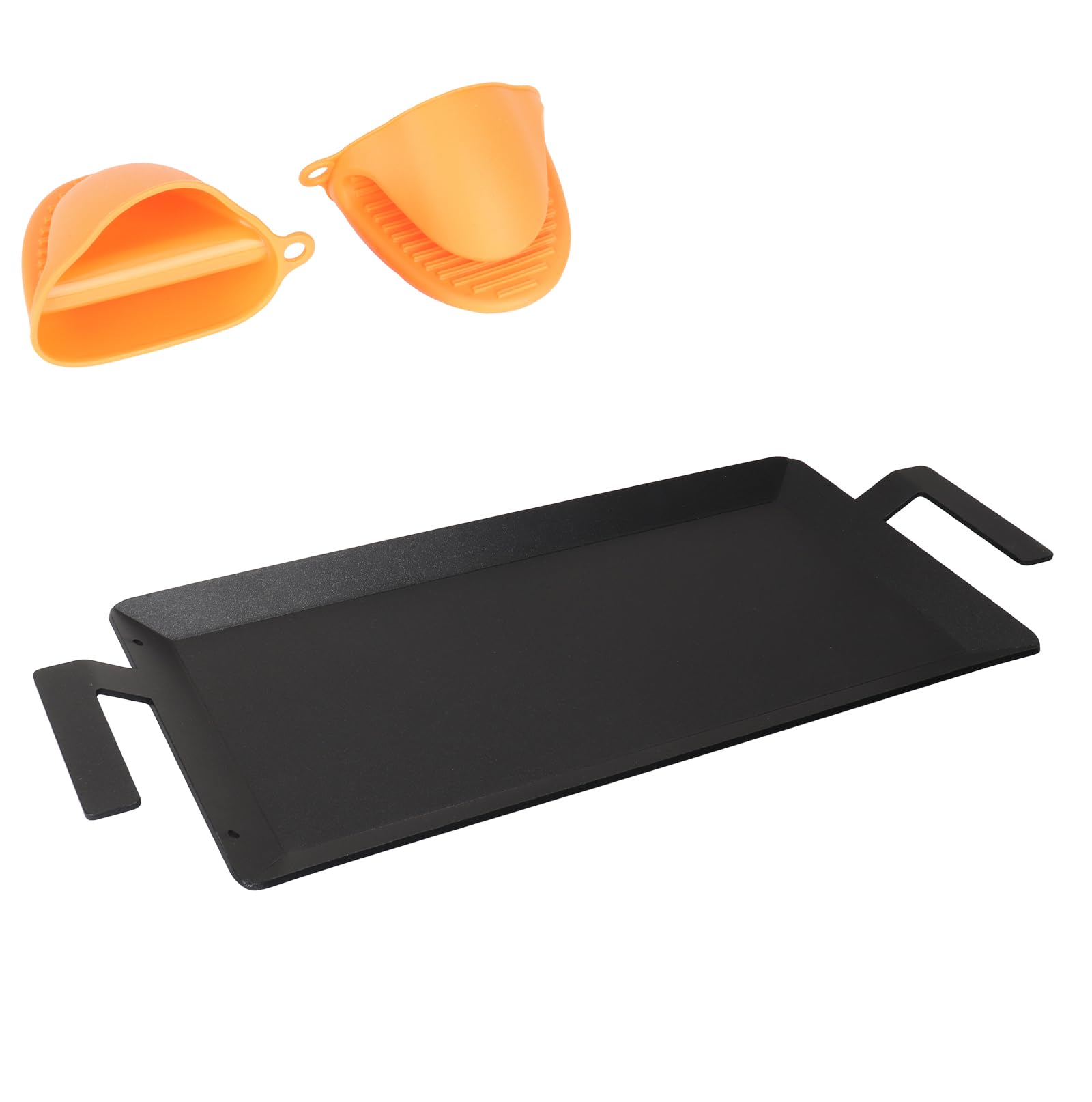 Carbon Steel Griddle for Gas Grill, Double Burner Griddle Compatible with Induction, Stove Top, Electric, Oven - 17" x 10" Professional Cookware for Cooktop, NonStick Griddle Pan