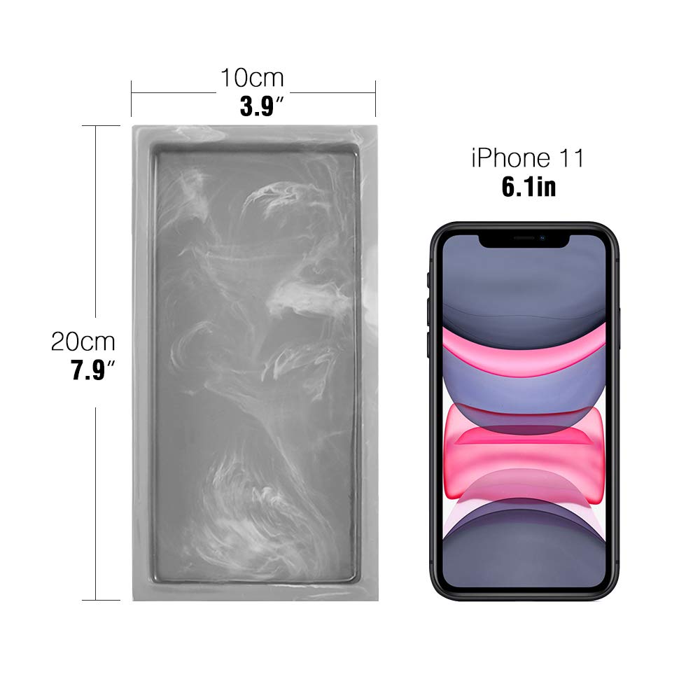 Luxspire Bathroom Vanity Tray, Resin Dresser Jewelry Ring Dish Tank Storage Kitchen Sink Countertop Organizer Plate Holder for Perfume Candles Soap Towel Plant Bathroom Accessories, M, Matte Black