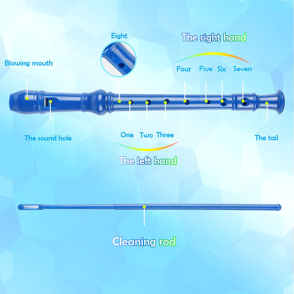 Mr.Power Maple Wooden Soprano Recorder, C Key German Style Fingering 8 Holes 2 Piece School-Approved Musical Instrument Pupil Student Educational (Wood Color)