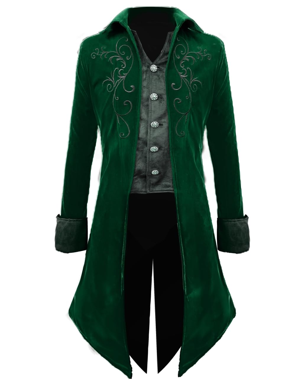 Crubelon Mens Steampunk Tailcoat Jacket Gothic Medieval Victorian Frock Coat