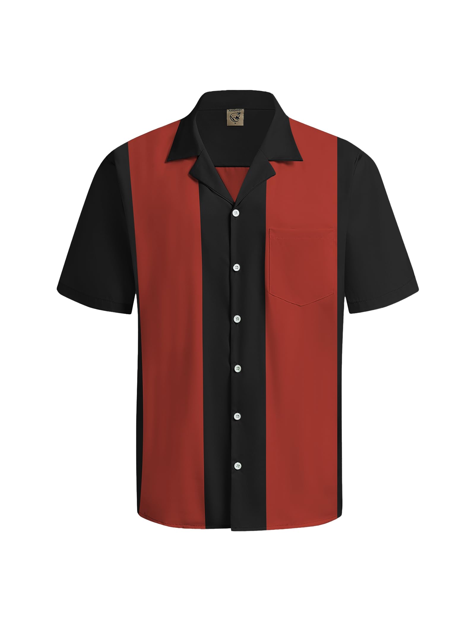 Hardaddy Men's Camp Collar Retro Vintage Bowling Button Down Shirt with Pocket Casual Short Sleeve Beach Shirts Summer